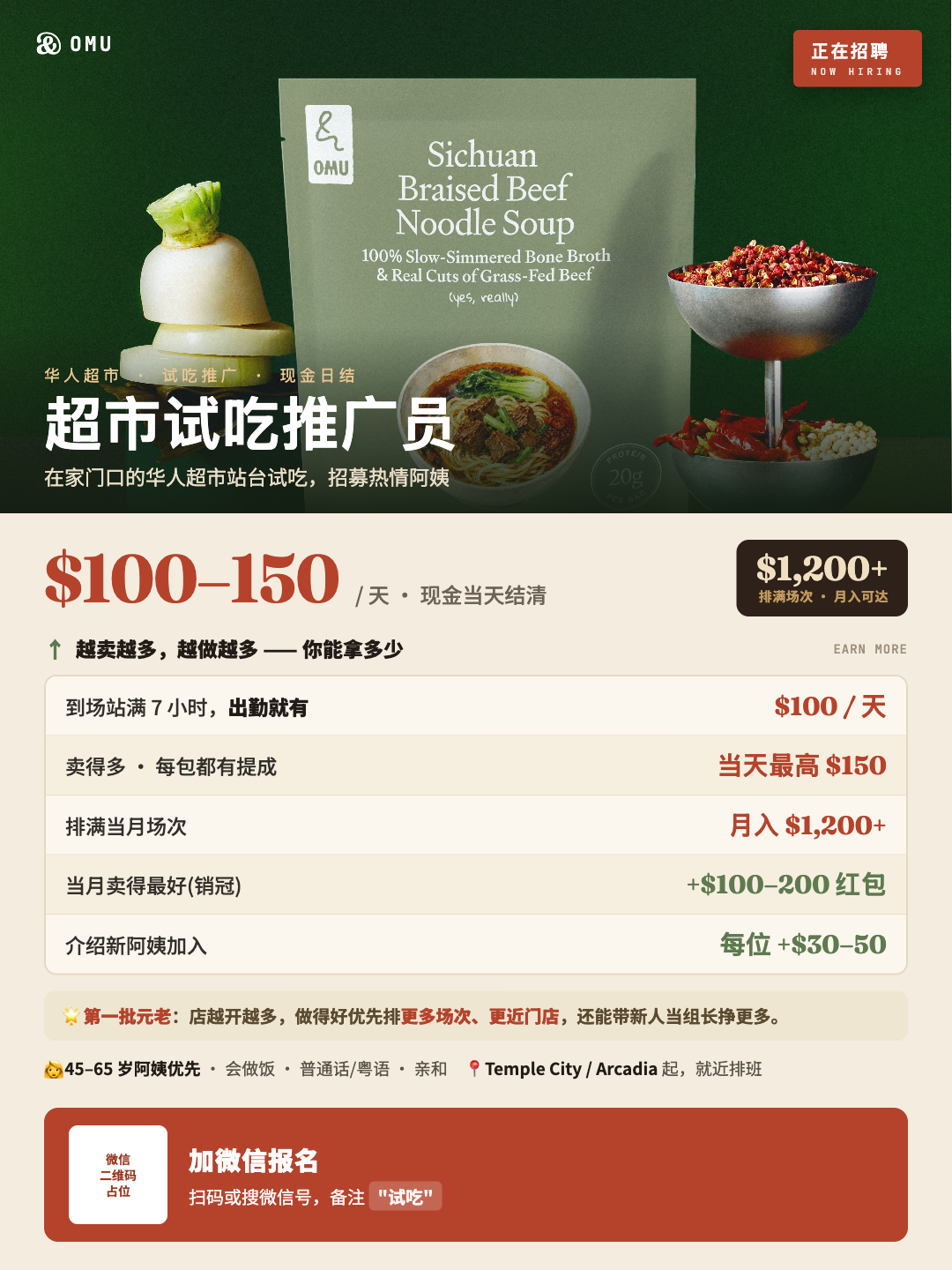 OMU 试吃员招聘海报